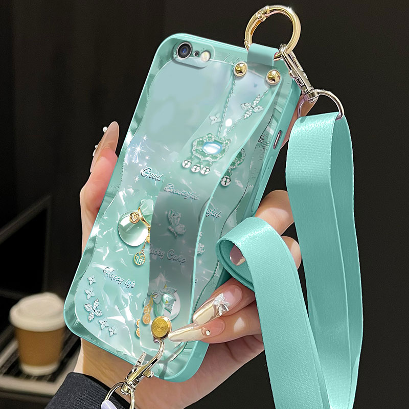 适用于iPhone苹果6手机壳6splus/6s/6plus新a1586超薄时尚液态腕带支架软壳女款简约潮全包背带保护套防摔 - 图2