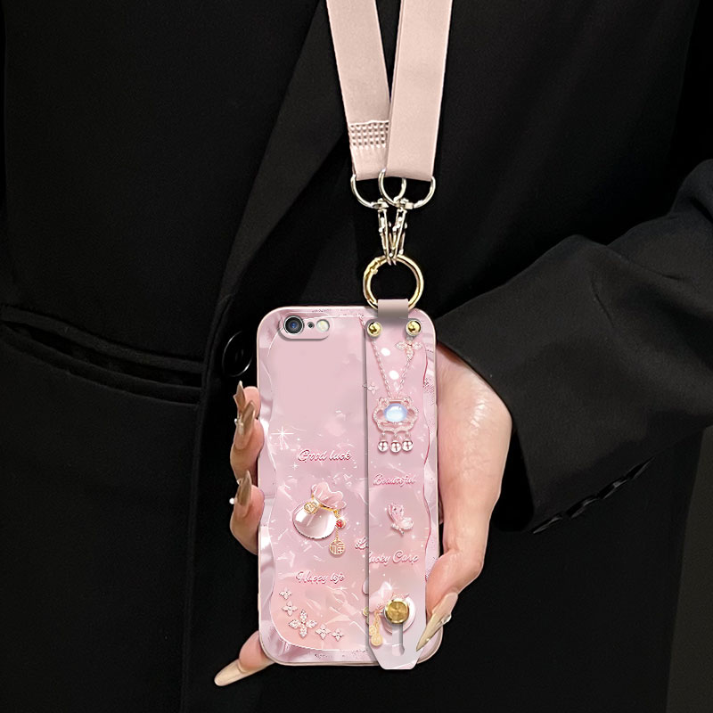 适用于iPhone苹果6手机壳6splus/6s/6plus新a1586超薄时尚液态腕带支架软壳女款简约潮全包背带保护套防摔 - 图0