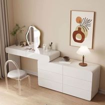 Solid wood dresser accommodating integrated bedroom modern minimalist make-up table ins wind telescopic make-up bench cream wind