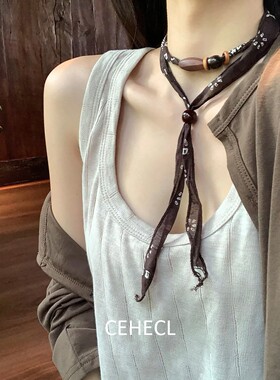 腰果花丝巾项链气质围脖毛衣链