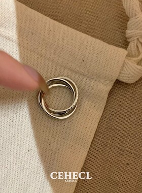 中古转动的三环小尾戒女气质指环