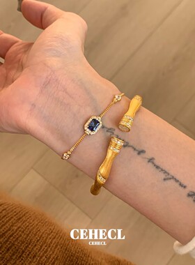 神秘蓝色方糖手链女古典轻奢手环