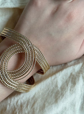 中古vintage手环女麻花编织手镯