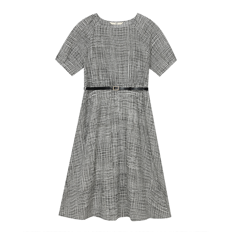 末未MIIWII24夏全棉黑白小点连衣裙L242504女士