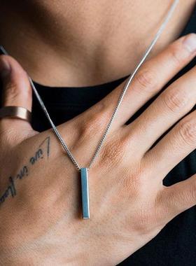 hot classic Rectangle Pendant Necklace men Stainless Steel