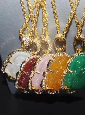 Pink White Buddha Necklace for Women Exquisite Chinese Style