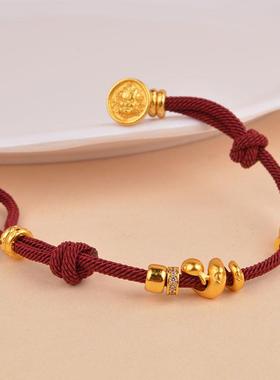 古法沙金保色镶锆石卷卷蛇手链