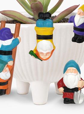 悬4件套AL895552攀爬花园侏儒像侏儒花盆拥抱迷你挂侏于儒雕雕像