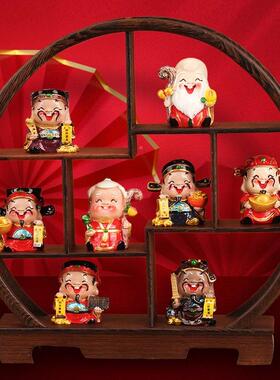 僮烨五路神TY657967摆财件福禄寿喜财小神爷古风财家用业电视柜装