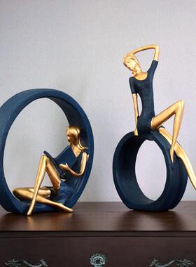 厂家书件青春女孩瑜伽书房客看厅摆酒柜玄关OK舞女孩摆件女卧室摆