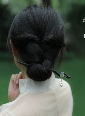 流苏发簪古风女2024新款檀木簪子新中式步摇旗袍汉服夏季日常简约