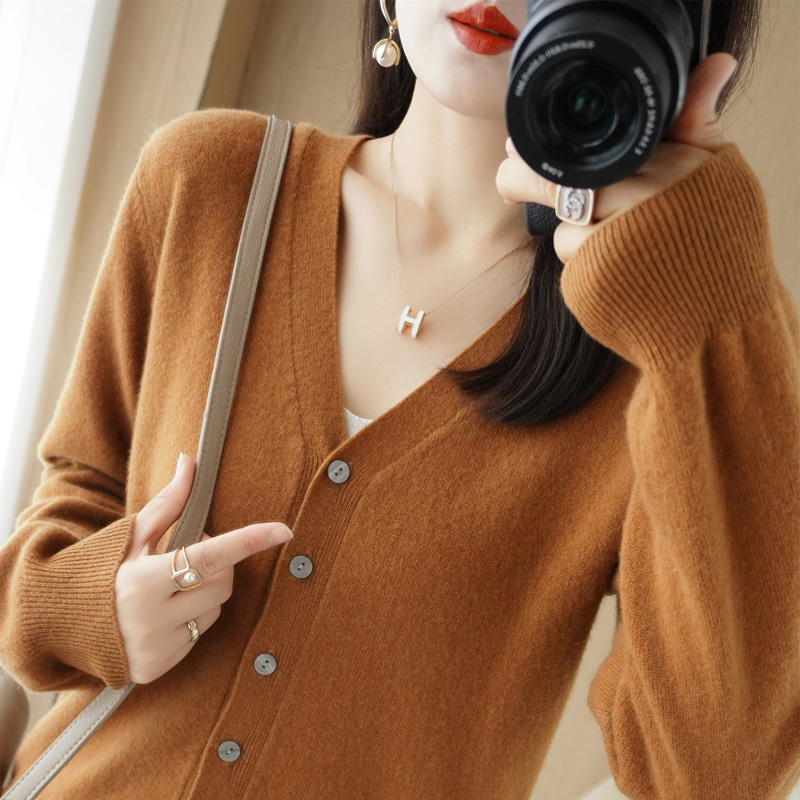 【春秋升级】女士圆领V领堆堆领针织打底衫