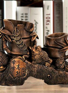 文昌塔牛马金蟾笔筒摆件办公室书房装饰品桌面工艺品送教师节礼品