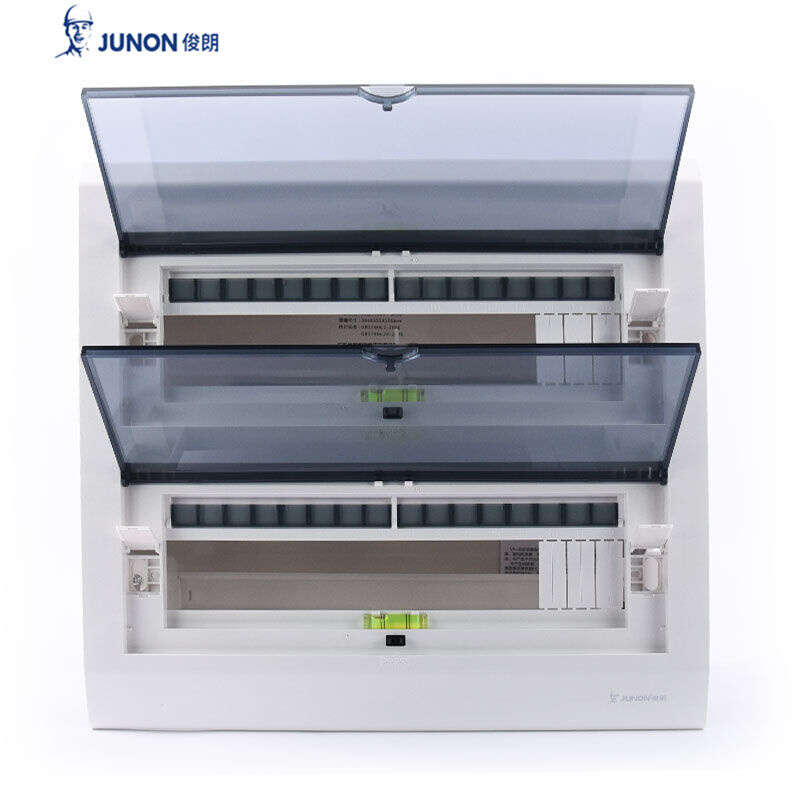 俊朗（JUNON）配电箱V8+强电箱家用铁底明装配电箱暗装带盖透明黑 - 图0