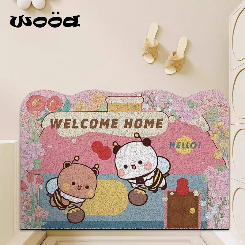 一二布布入户门地垫高级丝圈门口进门脚垫小清新玄关防滑蹭土地毯 - 图0