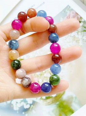 10mm天然石手链水晶玛瑙串珠手链虎眼紫水晶男生女生手串批发