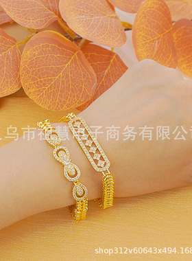 1Pcs 跨境中东定向潮流时尚奢华魅力女性领结长方块雪花个性手链