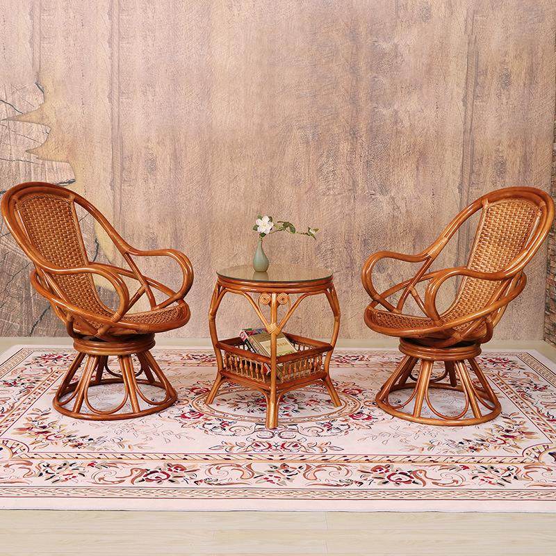 阳台户外桌椅藤编椅子休闲家用高背旋转藤椅360度腾椅藤椅三件套,淘宝优惠券,粉丝福利购,淘宝优惠卷