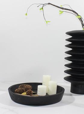 家居侘寂风蜡烛托盘果盘中式复古装饰收纳民宿样板间玄关餐厅客厅