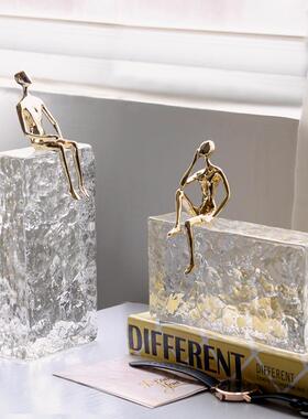 抽象艺术坐姿人物轻奢摆件样板房客厅家居玄关电视酒柜水晶装饰品