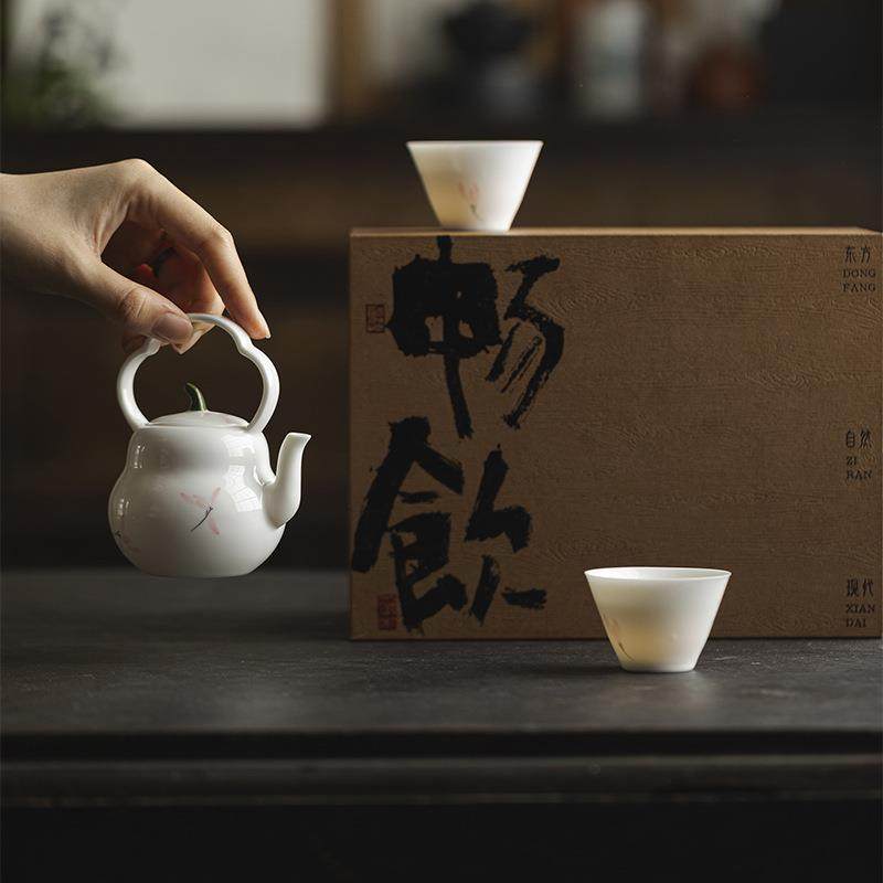一壶两杯礼盒装茶具套装功夫茶具手绘粉色兰花提梁壶家用茶具,淘宝优惠券,粉丝福利购,淘宝优惠卷