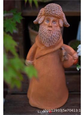 氧化镁ins叶可夫斯基复古做旧红陶色园艺花园装饰桌面摆件工艺品