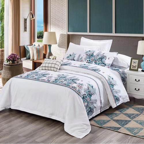 五星级特色酒店中式民族风印花四件套全棉床品纯棉民宿样板房被套 - 图0