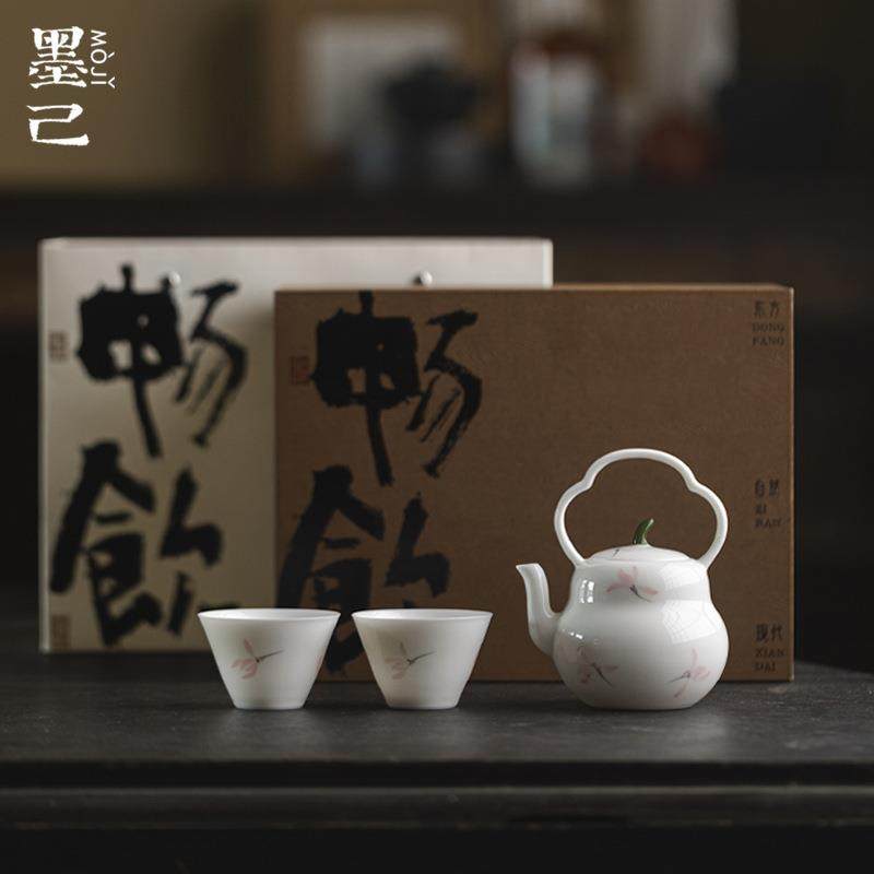 一壶两杯礼盒装茶具套装功夫茶具手绘粉色兰花提梁壶家用茶具,淘宝优惠券,粉丝福利购,淘宝优惠卷