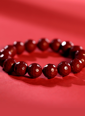 原矿朱砂切面菱形珠手链女士钻石珠平安好运紫金砂手串本命年礼物