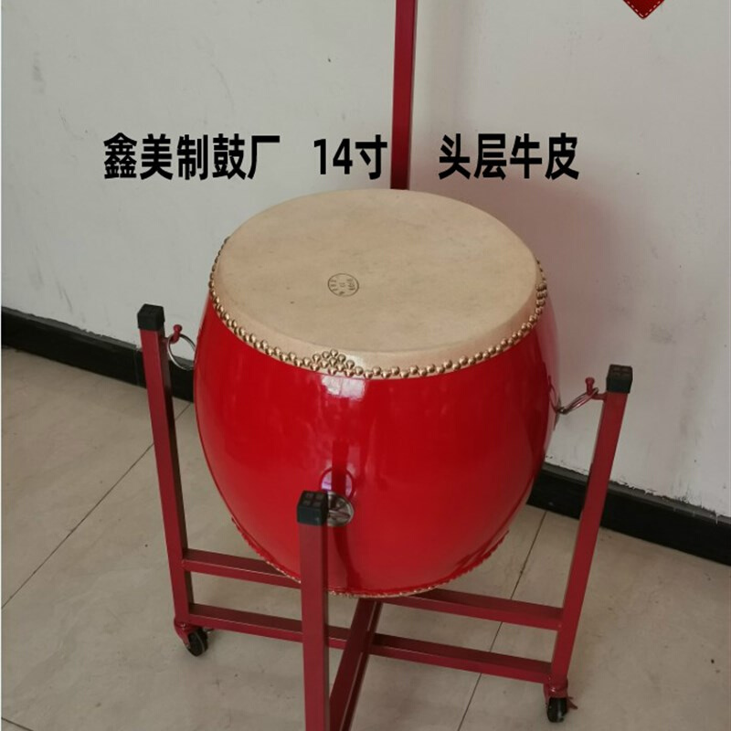 堂鼓牛皮法器鼓诵经念佛祠堂道场法事战鼓佛具10寸12寸14寸寺院鼓-图1