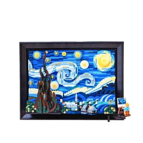 梵高星月夜送女孩手工diy高级感礼物积木玩具3D立体拼图油画摆件 - 图3