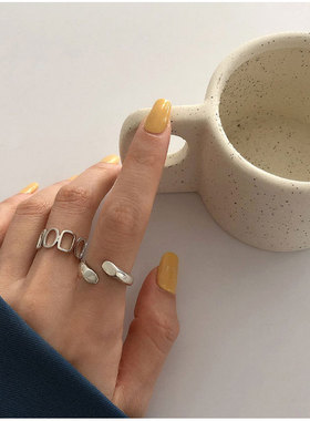 珍珠碎银子戒指女生2025新款小众设计轻奢高级感粗胖手大号冷淡风