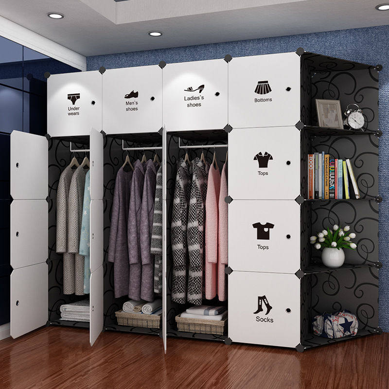 简易简约衣柜塑料pp整理贴纸收纳柜组合卡通魔片自由组装储物架,淘宝优惠券,粉丝福利购,淘宝优惠卷