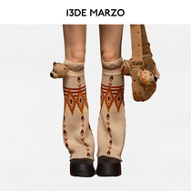 13DE MARZO Ms. 24 Early spring New ethnic wind knit leg sleeves Retro medium cylinder Long Sox Fashion Sox cover