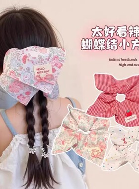 儿童方巾大肠发圈2025新款小女孩春夏丸子头头绳女童扎高马尾发饰