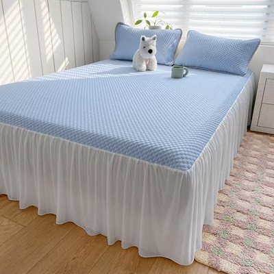 夏季新款冰丝豆豆凉席 床裙款三件套学生宿舍单人软席子可机洗