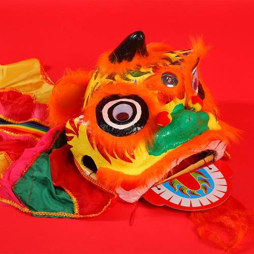 佛山传统舞狮儿童小孩狮子头醒狮幼儿舞狮表演道具套装全套小狮头 - 图3