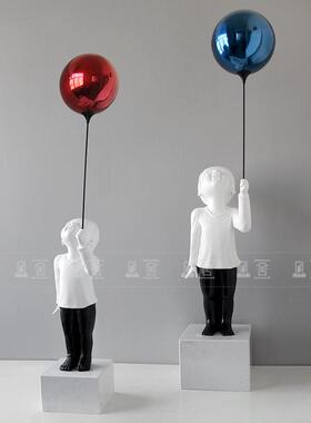 简约现代卡通气球男孩儿童房装饰样板间酒店入户玄关酒柜树脂摆件