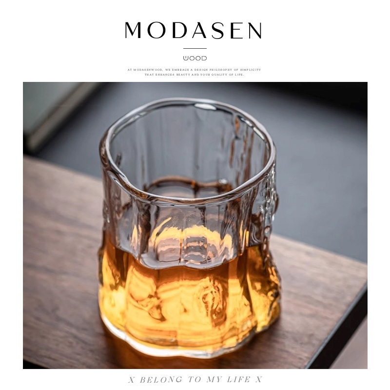 MODASEN丨树桩 HDKD日式锤纹玻璃威士忌酒杯家用水杯饮料杯礼物 - 图1
