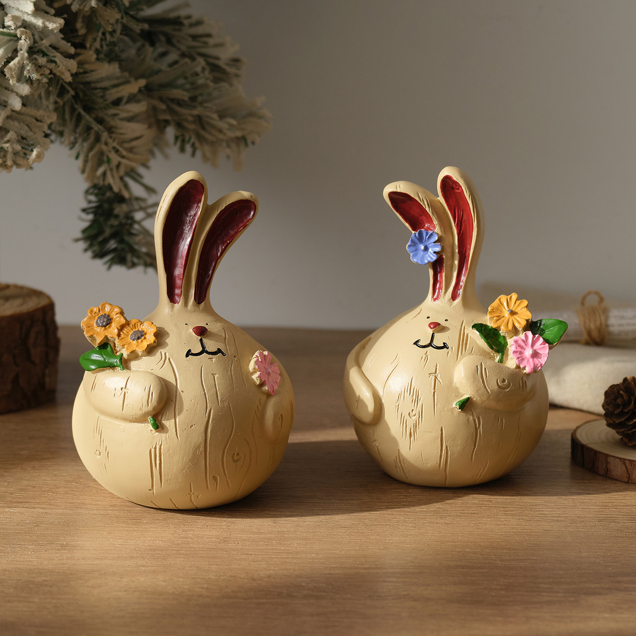 新房家居田园装饰品 树脂大蒜兔胖胖兔娃娃摆件 情侣长耳兔子摆设,淘宝优惠券,粉丝福利购,淘宝优惠卷