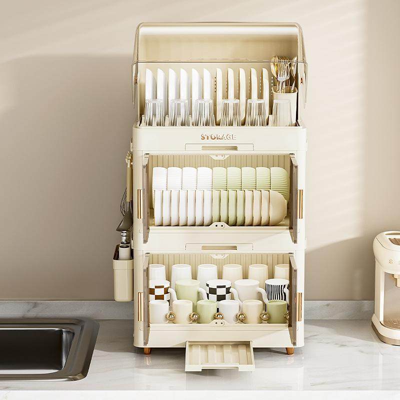 翻盖式塑料餐具碗柜用品家用全封闭带盖沥水置物架厨房碗筷收纳架,淘宝优惠券,粉丝福利购,淘宝优惠卷