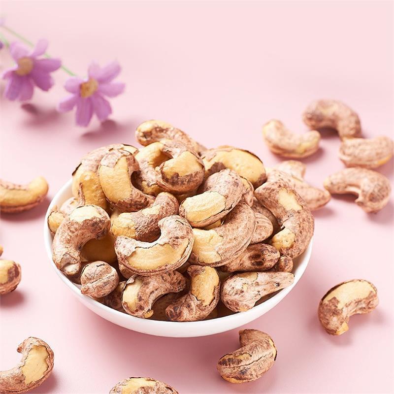 带皮紫衣腰果仁大颗粒200g原味盐焗炭烧紫皮坚果干果零食酥脆 - 图0