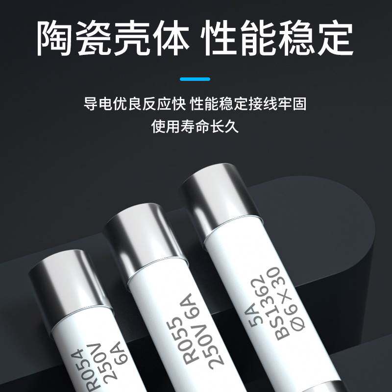 R055熔断器保险丝管RO54熔芯R058陶瓷250V芯子1A2A3A6A8A10A20A30 - 图0
