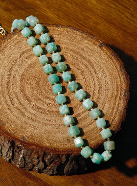 简约气质天河石项链不掉色女夏季感叠戴串珠锁骨链配饰新品