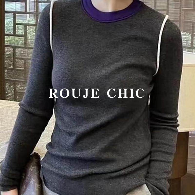 法国rouje chic复古气质撞色针织衫女秋季洋气高级感内搭上衣毛衣,淘宝优惠券,粉丝福利购,淘宝优惠卷