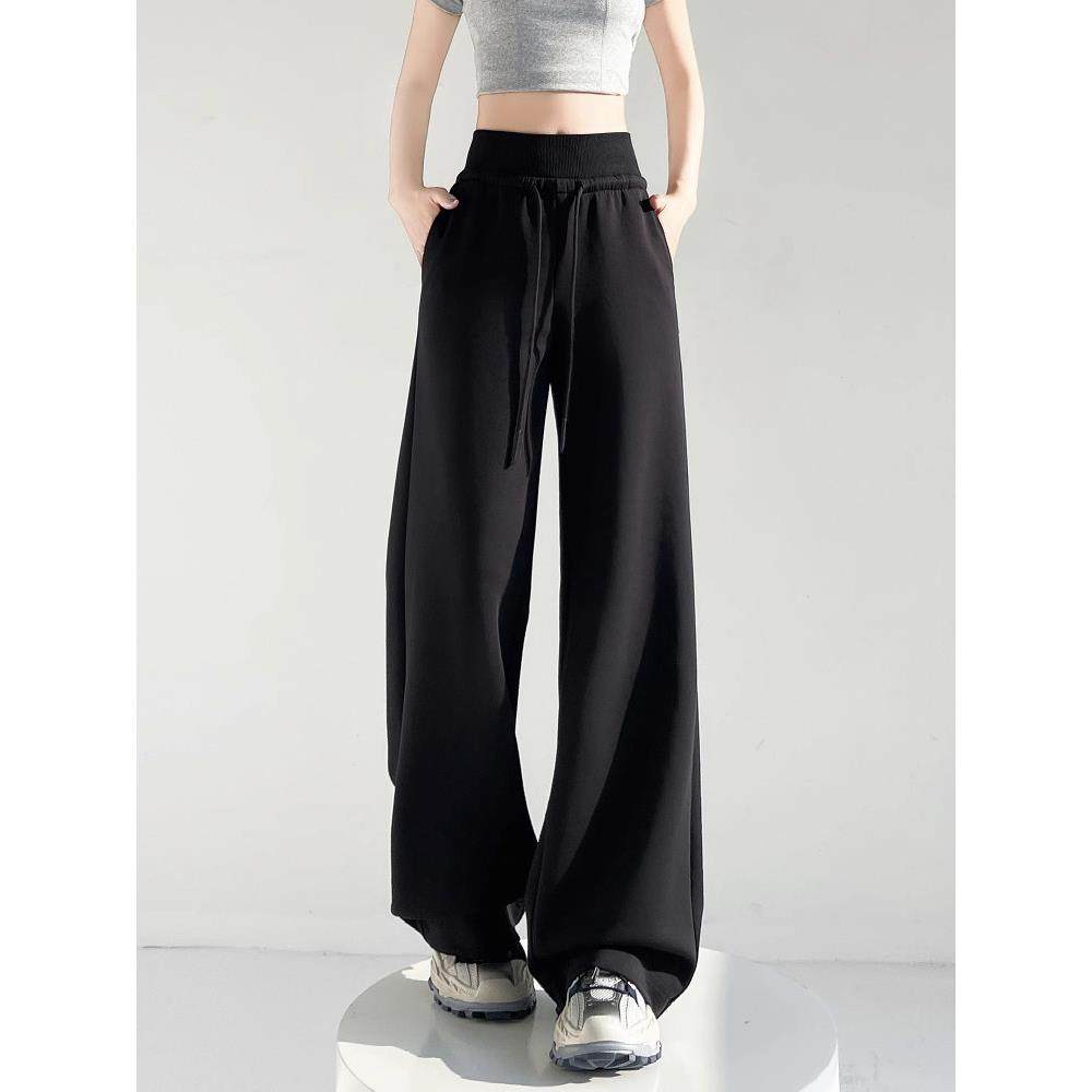 香港黄色阔腿裤女秋冬2025新款高腰显瘦运动裤宽松直筒弯刀休闲裤,淘宝优惠券,粉丝福利购,淘宝优惠卷