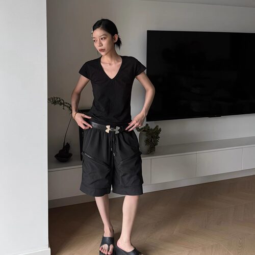 Y2NGV领小飞袖通勤百搭松弛感纸片人女短袖T恤 - 图2
