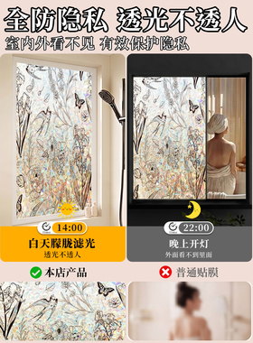 彩虹窗户玻璃贴纸透光不透人防窥