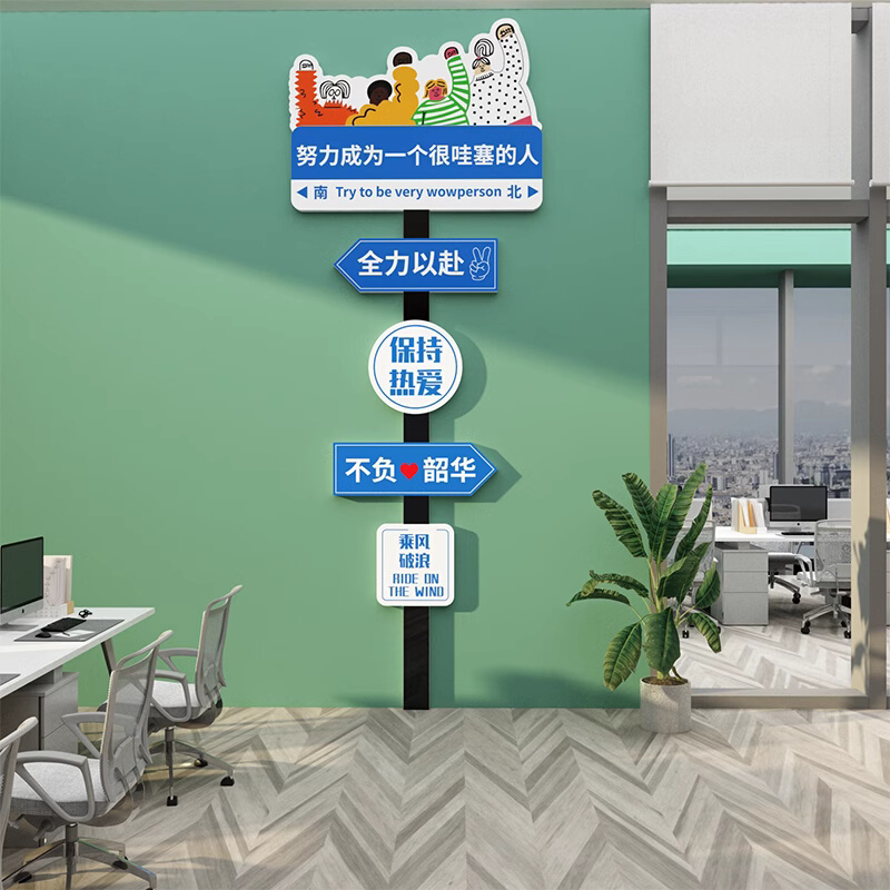 企业文化办公室墙面装饰画公司背景墙会议室励志标语氛围布置贴纸 - 图0