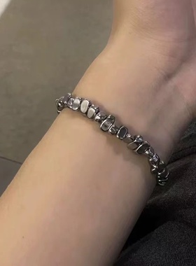 超级闪~碎银拼接松紧绳女手链男